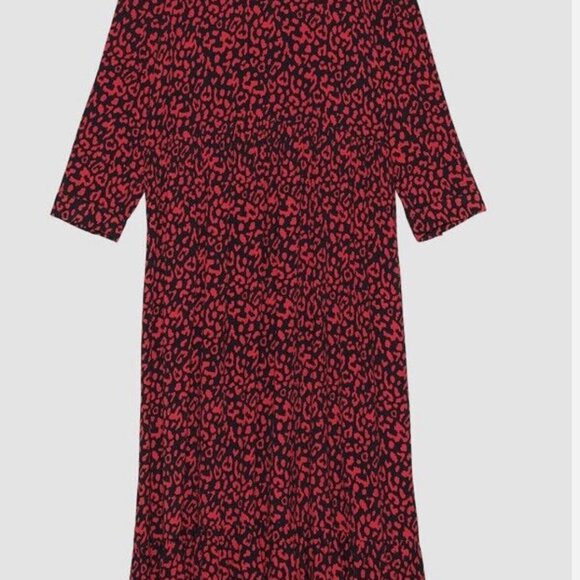 Zara red and navy leopard print dress - Picture 2 of 4